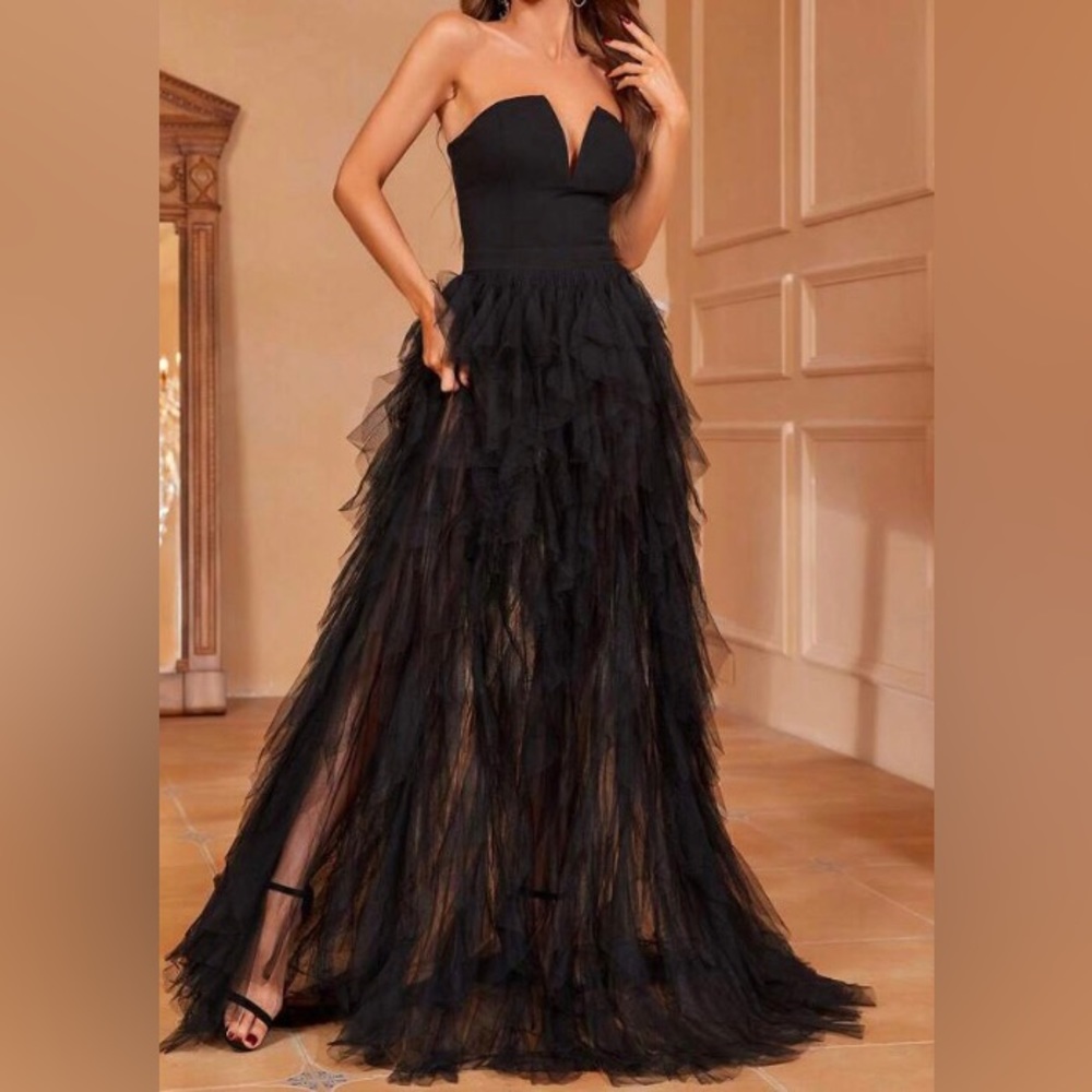 Luxe mesh party formal tube gown dress